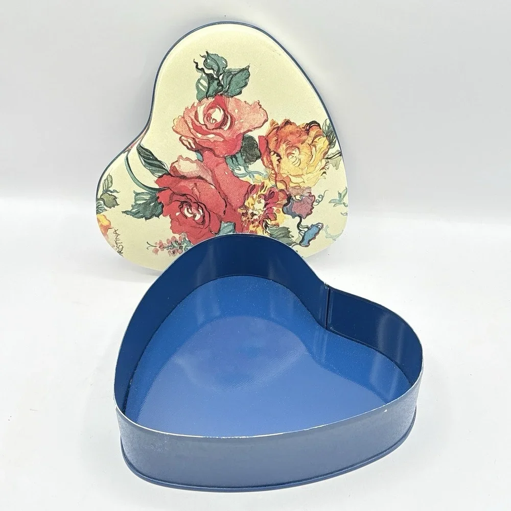 Heart Shaped Metal Soap Tin Container Tudor Garden 1988 Potpourri Press Sgnd